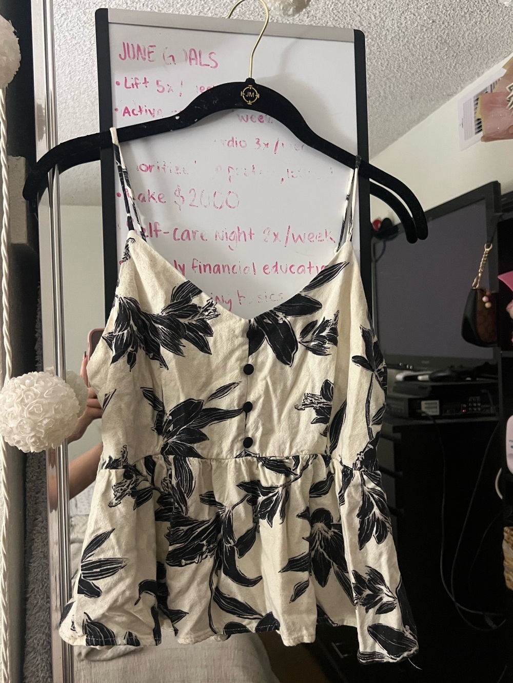 Women’s Cream Floral Vacation Tank Top